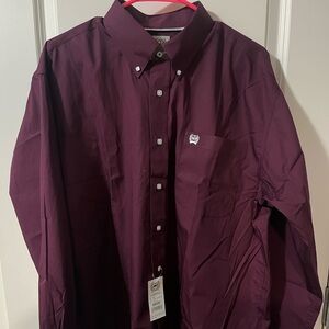 Cinch Men's Deep Burgundy Casual Button-Down Shirt